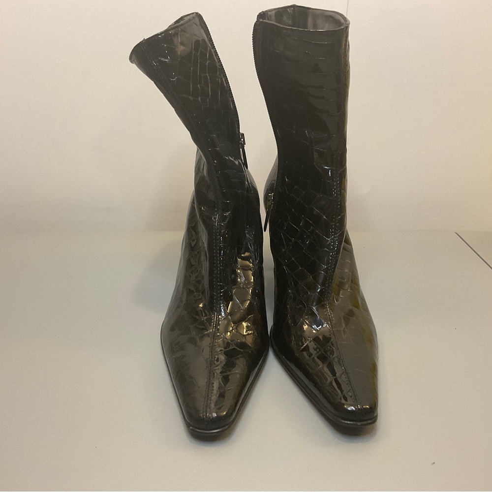 Aquatalia Black Croc-Embossed Winter Boots